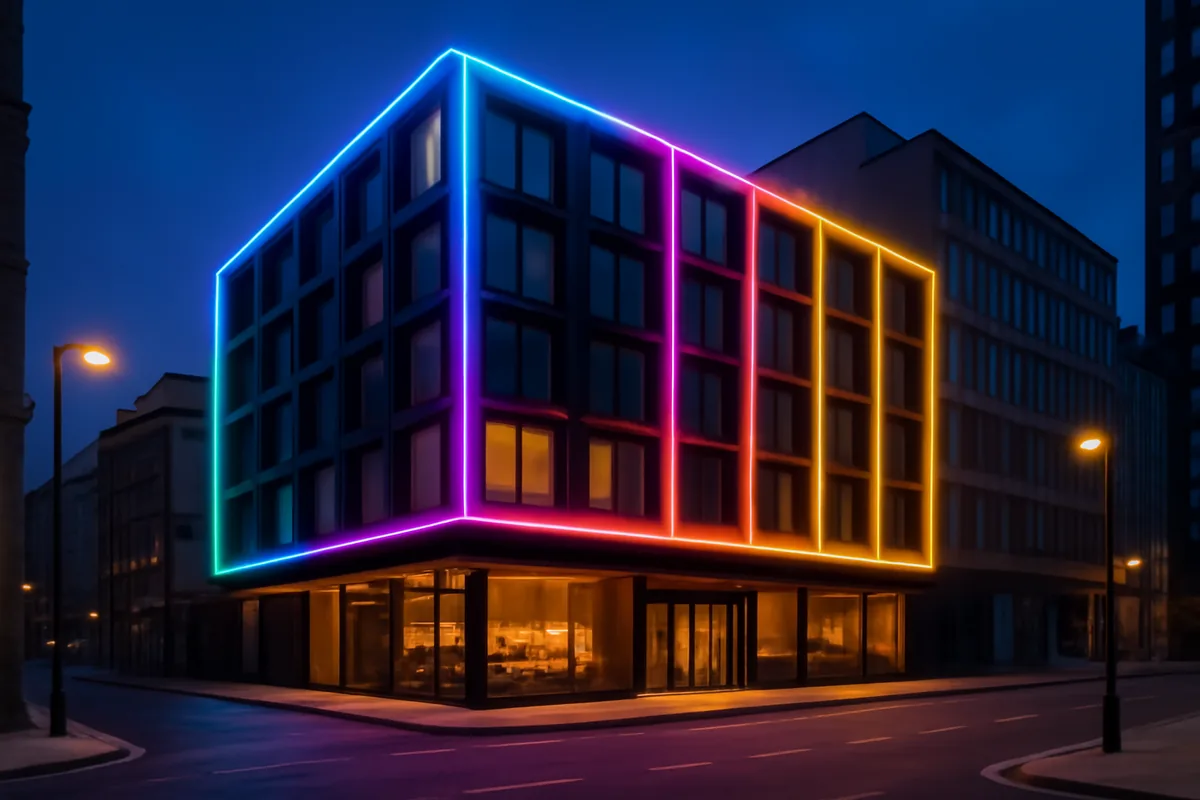 Stratfordtablehotel exterior at night